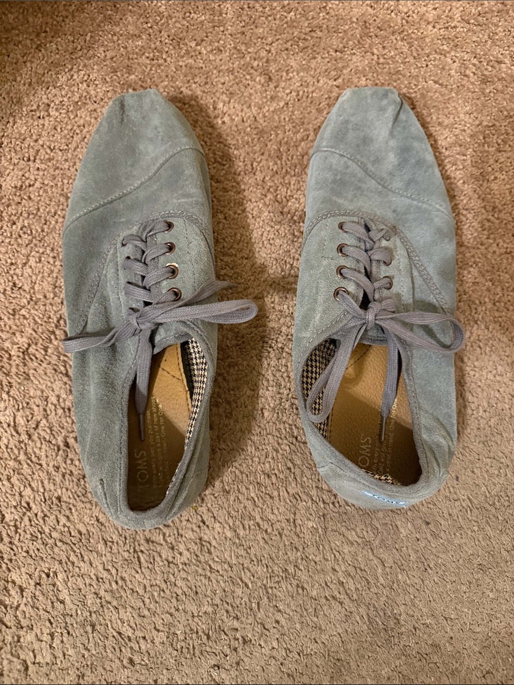 TOMS Gray Suede Lace-Up Oxfords